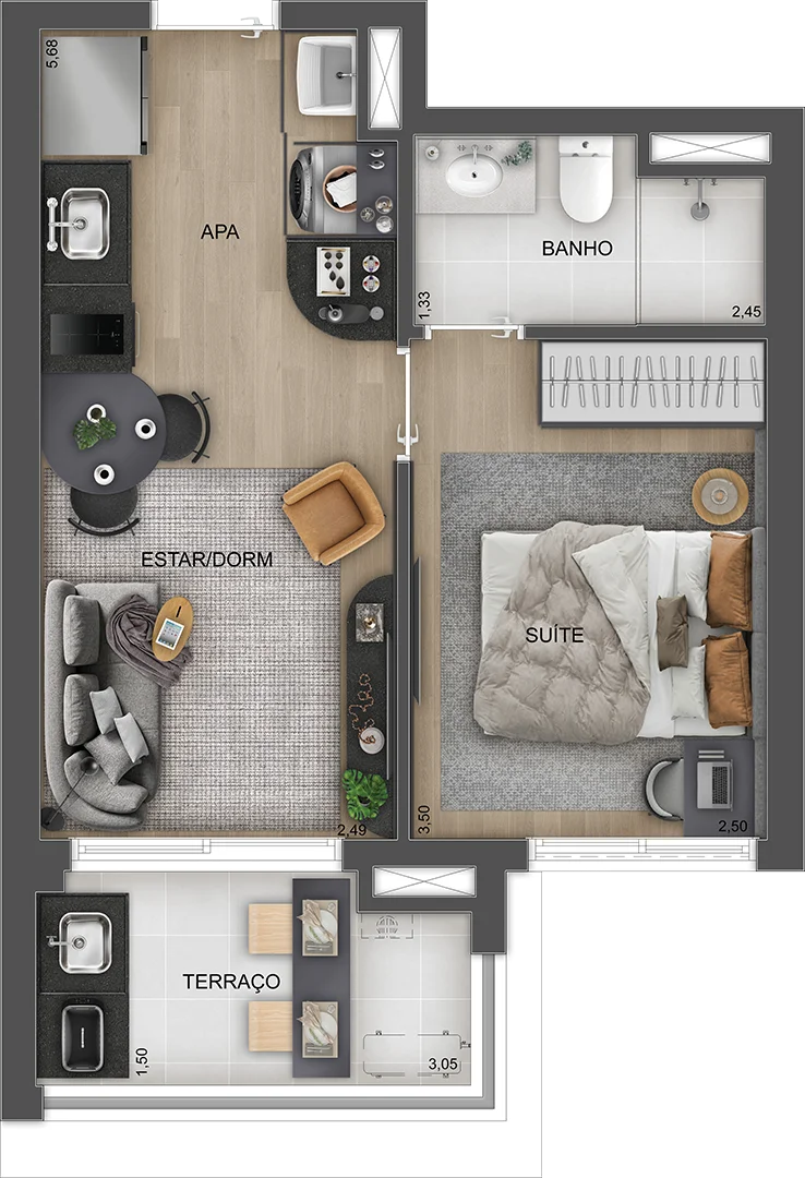 Town Residences by Lindenberg - 1 suíte · 38 m²